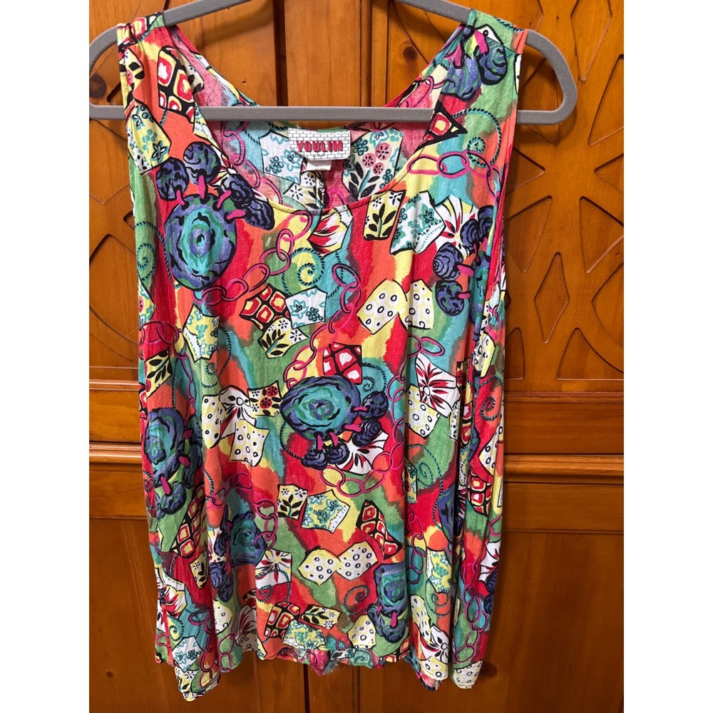 Youlim USA Vintage 90s Novelty Dice Print Sleeveless Tank Top Multicolor XL